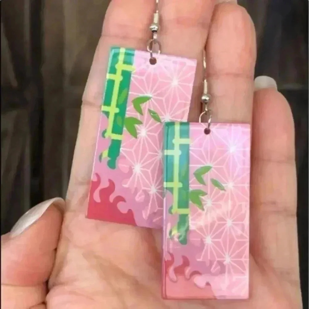 Retro Pop Asian Anime Style Rectangle Resin Earrings 7 NWT